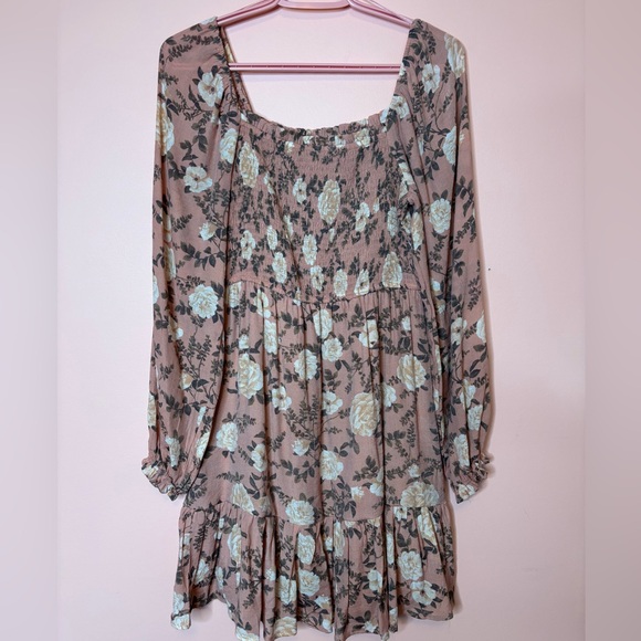 Floral Long Sleeve Babydoll Dress - Picture 2 of 2